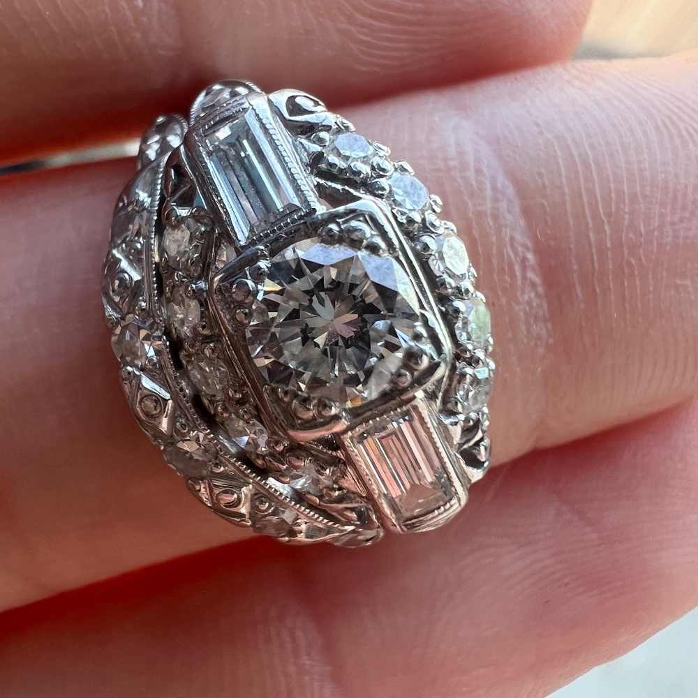 Baker Brothers reproduction art deco engagement and wedding band (real diamonds)